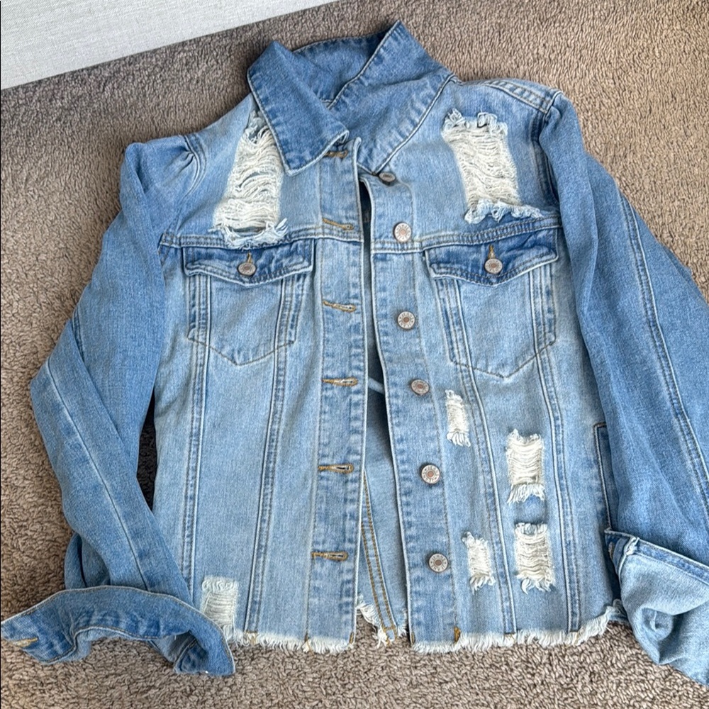 Amazon Light Blue Distressed Jean Jacket